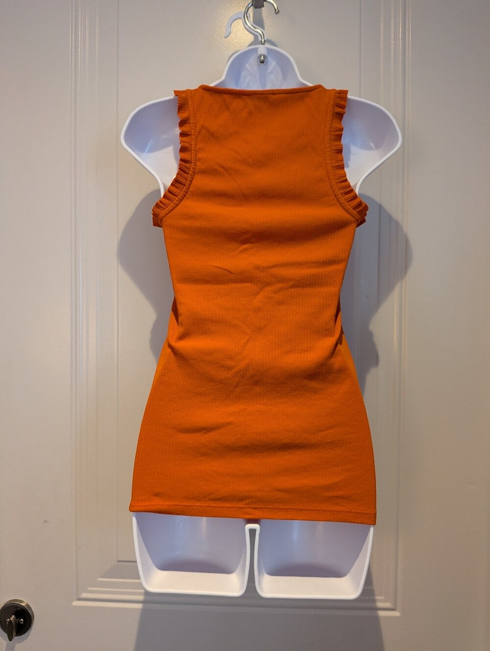 J. Crew Orange Ruffle-Shoulder Ribbed Tank - Picture 2 of 4